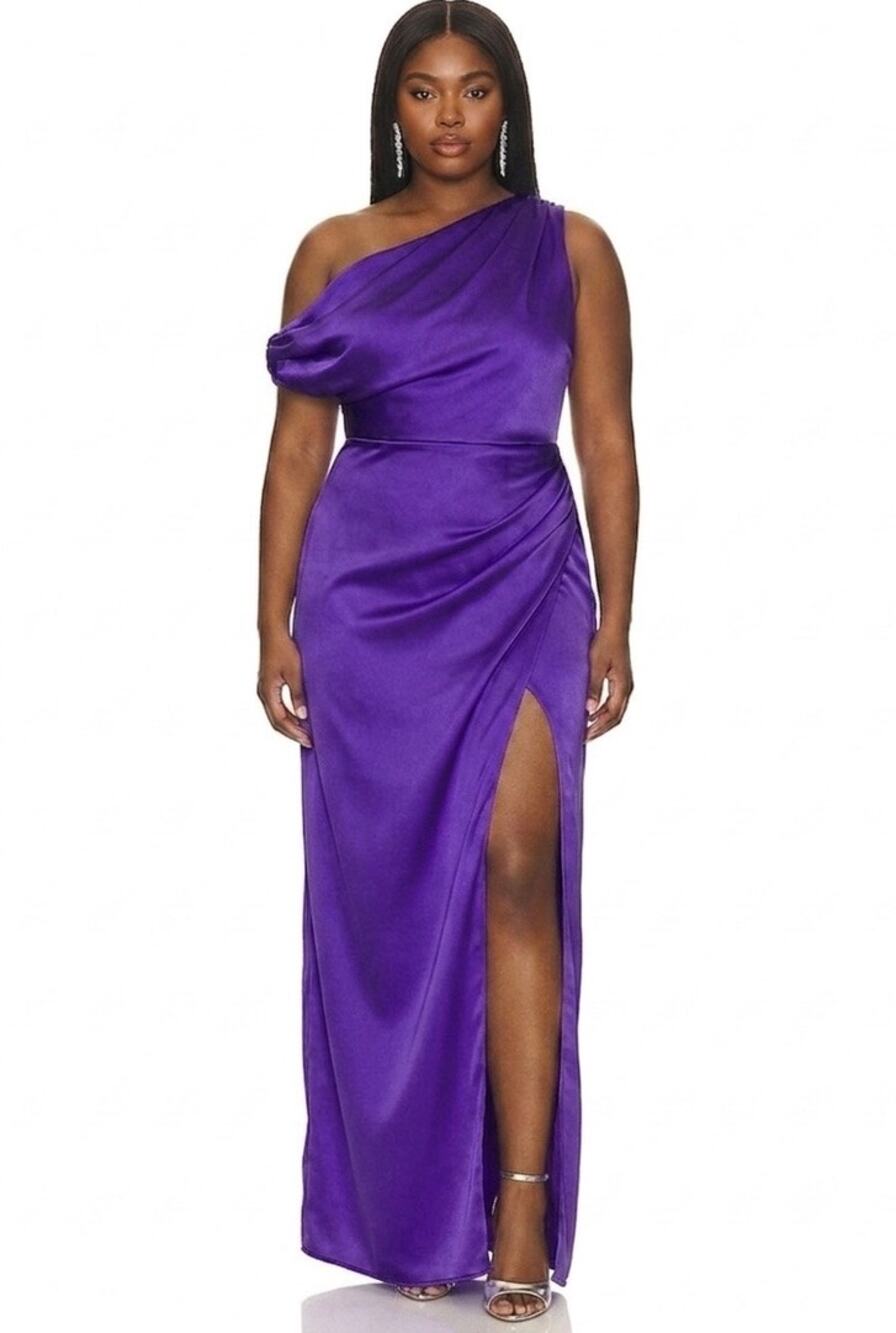 Show Me Your Mumu Jodie One Shoulder Satin Maxi Dress XXL NWT Royal Purple